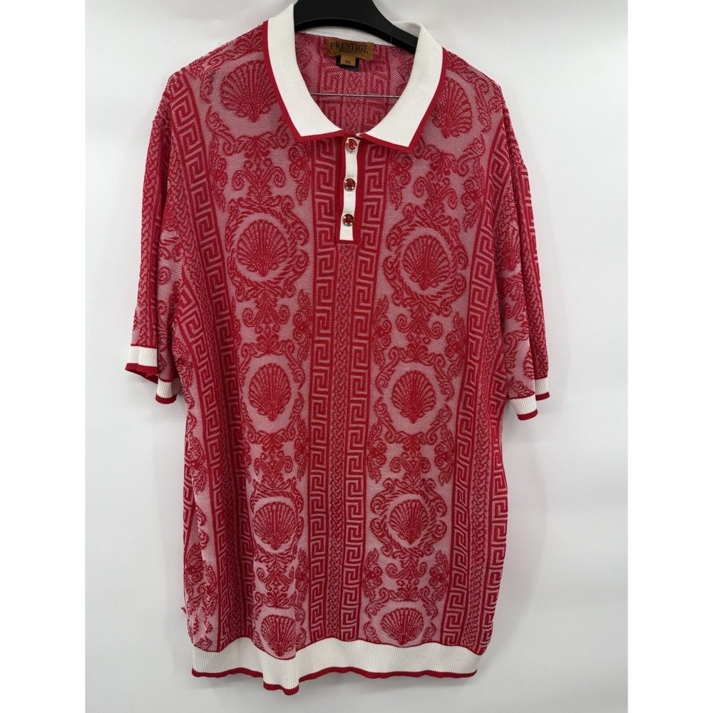 Prestige Original Men's  Red Luxury Knit Polo Shirt Size 4XL